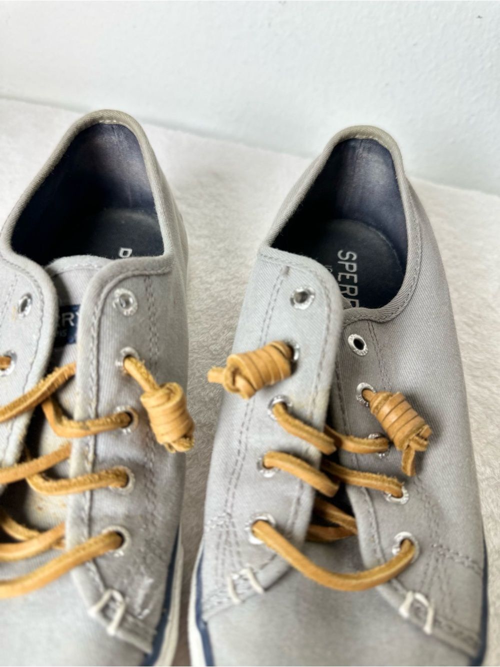 Sperry Top-Sider Pier View Gray Canvas Low-Top Sneakers with Tan Laces Size 7.5 - Picture 4 of 12